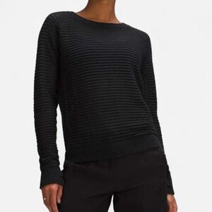 Lululemon Pointelle-Knit Black Cotton Sweater Small